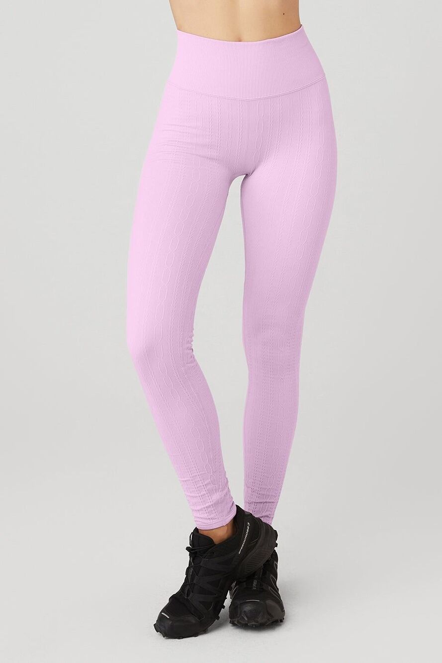 Alo Cableknit High Waist Leggings | Pink in XXS